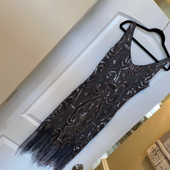 Romeo and Juliet couture beaded gray gown - Picture 1 of 3
